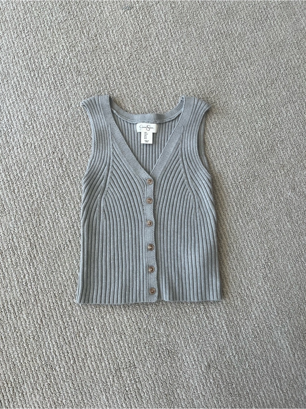 Jessica Simpson Light Gray Ribbed V-Neck Tank